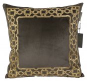 PILLOWCASE BROWN VELVET GOLD FRAME - ZARI